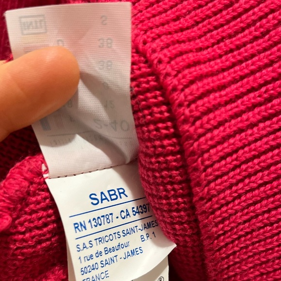 Saint James Pink Button Front Wool Blend Cardigan Nautical Sz 8 - Picture 10 of 14